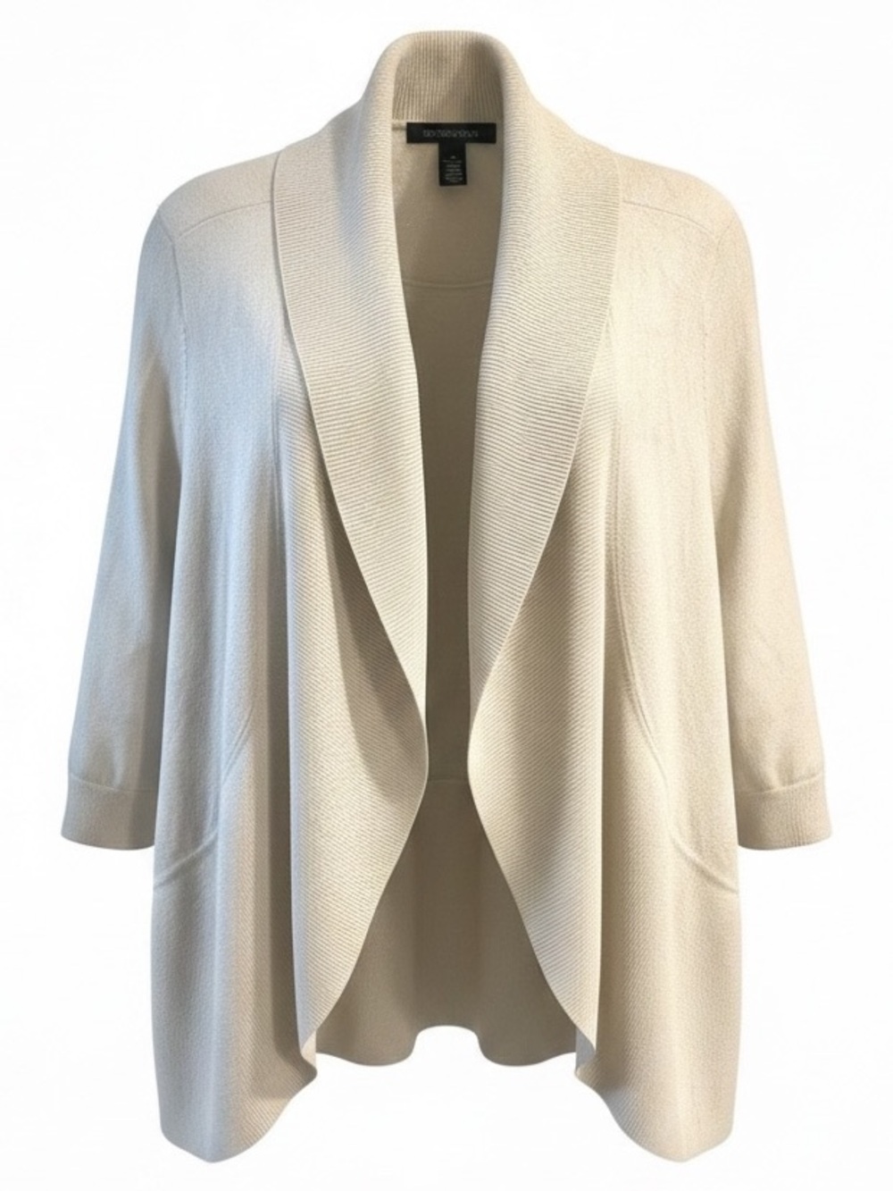 White House Black Market Cream Shawl-Collar Open Front Cardigan